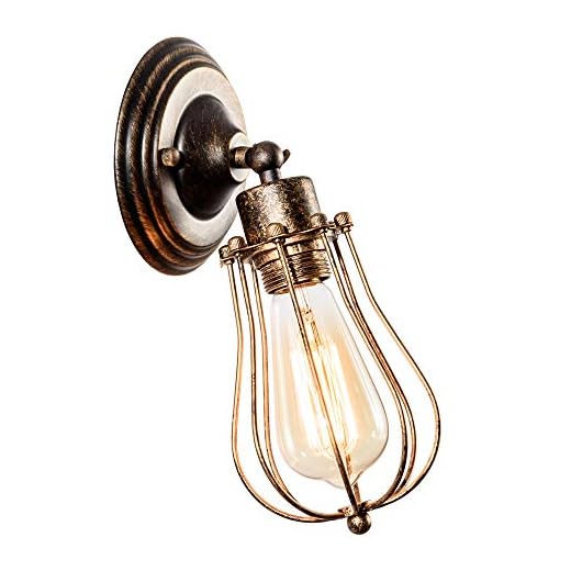LULING Industriell vägglampett vintage belysning justerbar lampa rustik tråd metallbur olja gnuggad vägglampa skugga Edison stil antik armatur veranda spegel (ingen glödlampa) (bronsfärg) (bronsfärg) (brons) ... (brons)