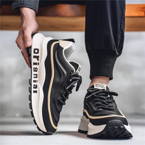 Mens Breathable Leather Lace Up Platform Sneakers Fashion Casual Non-Slip Shock Absorbing Heighten Walking Workout Dad Shoes4