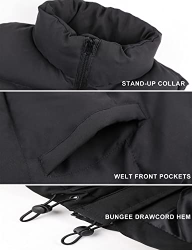 Springrain Womens Oversized Quilted Puffer Vest Padded Warm Winter Jacket With Stand Collar Bubble Puffer Gilet(Black-S) #TOP1