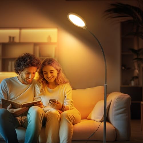 Image of OTREN Floor Lamp LED Dimmable Reading Lamp: 12 W Living Room Floor Lamp with Remote Control - Adjustable Gooseneck - Can be Used as Table Lamp - Floor Lamp for Bedroom Office