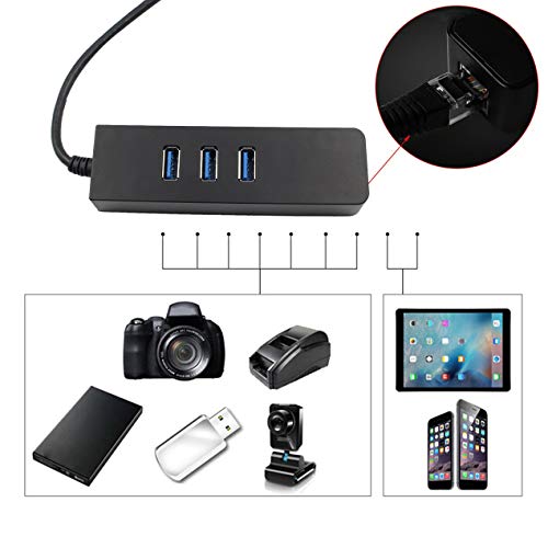 JullyCAnnice Hub USB 3.0 Gigabit Ethernet LAN RJ45 Hub adaptador de rede com 3 portas USB para RJ45
