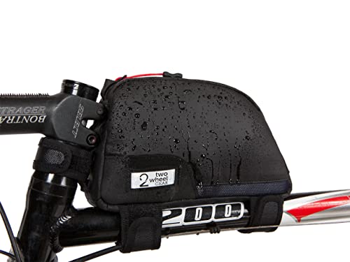Two Wheel Gear - Commute Top Tube Frame Bag (1 L) - Waterproof Gas Tank Style Bike Bag for Commuting, and Touring (Black Ripstop Recycled)