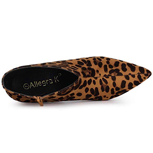 Allegra K Women's Cutout Pointy Toe Stiletto Heels Boots Leopard Ankle Booties - 7 M Us #TOP4