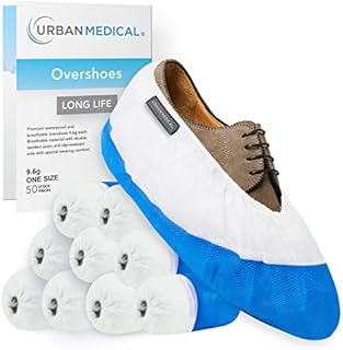 Long Life Overshoes by Urban Medical ® with anti-slip sole |50 pieces |heavy duty 9.6g per shoe |extra strong : Tear and puncture resistant |Waterproof with non-slip sole |Onesize |Indoor & Outdoor