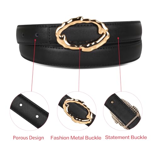 Image of Aurolran Women's Leather Belt with Buckle - Ideal for Dresses, Jeans, and Coats