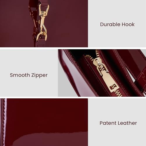 JQWSVE Shoulder Bags for Women Burgundy Purse Trendy Small Handbag Faux Leather Shoulder Purse Everyday Bag3