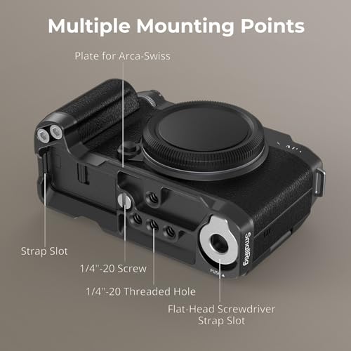 SMALLRIG X-M5 Handgrip L-Shape Grip for FUJIFILM X-M5, Built-in Quick Release Plate for Arca, Lightweight Silicone Side Handle, Includes Windshield with Cold Shoe Adapter (Black) - 4876