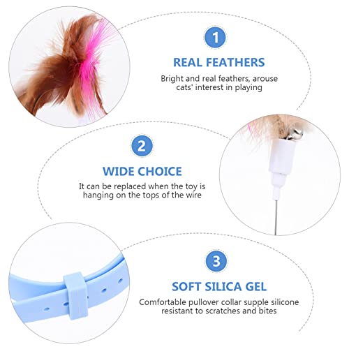 iplusmile Cat Feather Teaser Toys, Interactive Cat Feather Collar Funny Stick with Bell Replaceable Collar Kitten Teaser for Play - Image 3