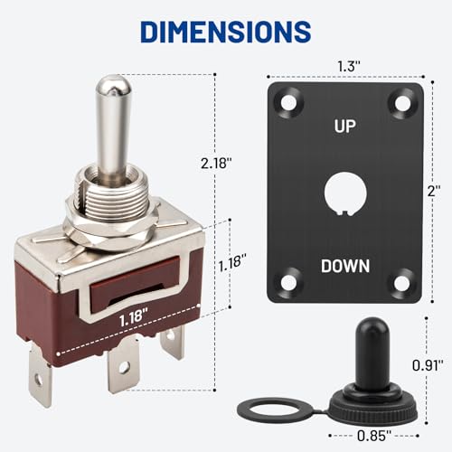 Image of Anina Marine Toggle Switch Heavy Duty 3 Pin Control Trim Switch Up Down with Waterproof Cap Momentary Switch Panel for Marine Boat Yacht RV ATV Car Bus