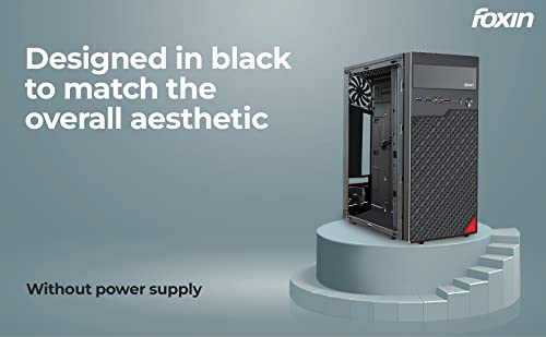 Image of Foxin ACE Desktop Computer Case /PC Cabinet - with Steel Metal Body | Front Panel 2 x USB 1.0 Port | ATX Motherboard Compatible | Color Metallic Black