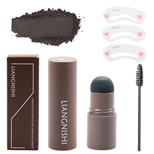One Step Eyebrow Stamp Stencil Kit Waterproof Long Lasting Eyebrow Stamp Hairline Brow Stamp Long Lasting With 1 Brow Powder 3Pcs Reusable Eyebrow Stencils 1 Eyebrow Pen Brushes For Women And Girls #TOP6