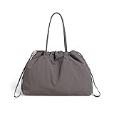 Cohawk Nylon Tote Bag for Women Versatile Drawstring Shoulder Bag Work Travel Tote Handbag with Easy Carry Handles