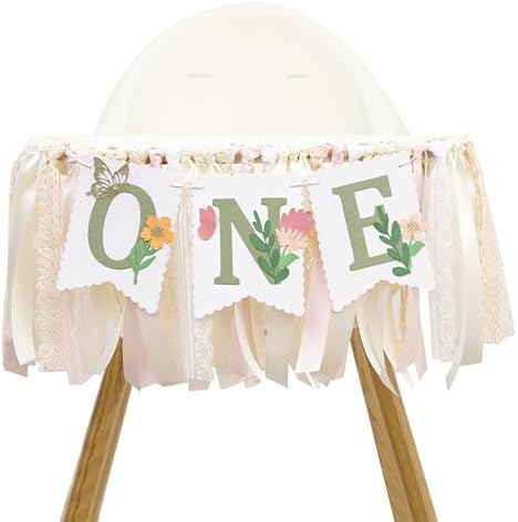 Fairy High Chair Banner - Pink Floral Fairy Party Decor For Girl's 1st Birthday 9 thumbnail image