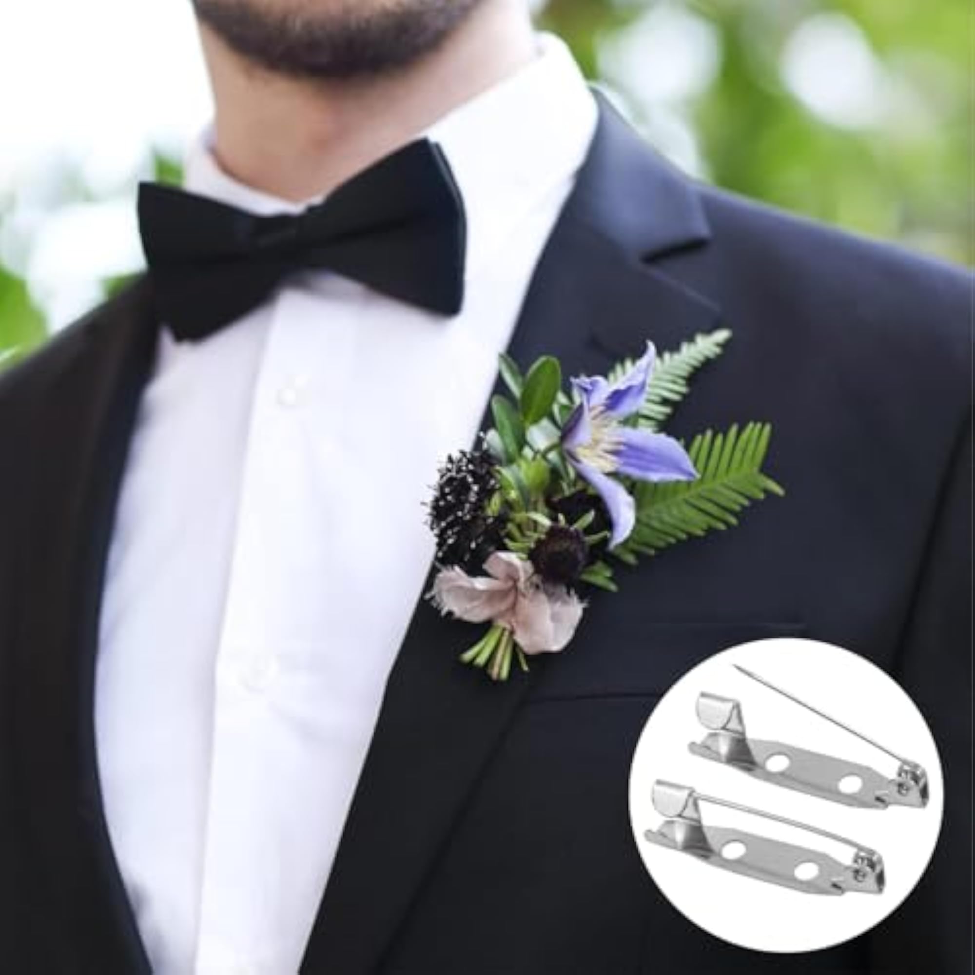 100 Pcs Silver Brooch Pins with Secure Back Clasp