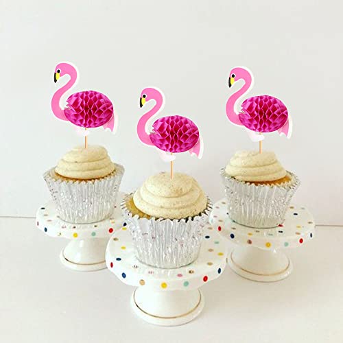 Ercadio 24 Pack 3D Flamingo Cupcake Toppers Hawaiian Luau 3D Flamingo Cupcake Toppers 3D Tropical Flamingo Cupcake Picks For Summer Hawaii Luau Tropical Aloha Theme Baby Shower Birthday Wedding Party Cake Decorations Supplies #TOP3
