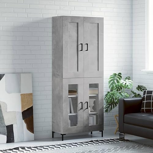 DYRJDJWIDHW Muebles Salon,Mueble Comedor,aparadores,Aparador Alto Madera contrachapada Gris hormigón 69,5x34x180 cmAdecuado para cocinas, Salones pasillos
