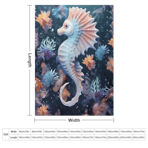 Couverture en flanelle version verticale imprimé hippocampe