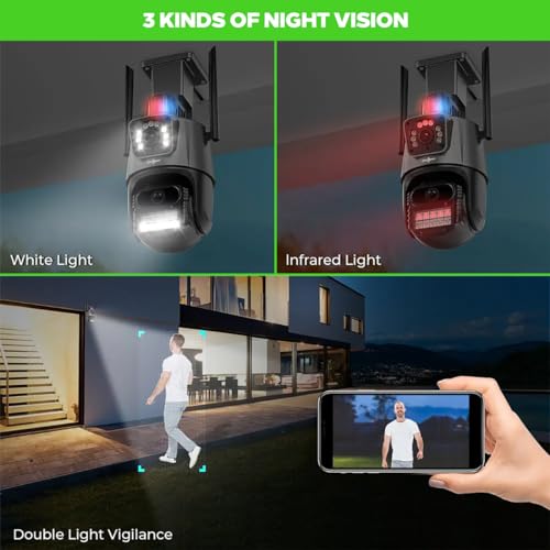 Image of Active Pixel 4mp+4mp 8X Zoom PTZ WiFi Wireless Outdoor Dual Lens CCTV Camera | Wireless Outdoor Security 360 | Dark Vision | Supports Upto 128 GB Micro Sd Card | Motion Detection| Siren Alarm| Alexa