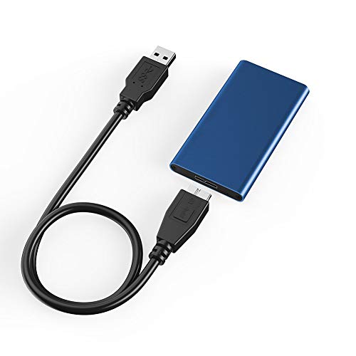 mSATA to USB 3.0 5GBPS SSD Aluminum Housing External Enclosure Adapter Case with USB Mirco-B Interface for mSATA Internal Solid State Drive Hard Drive (mSATA to USB3.0(Blue))