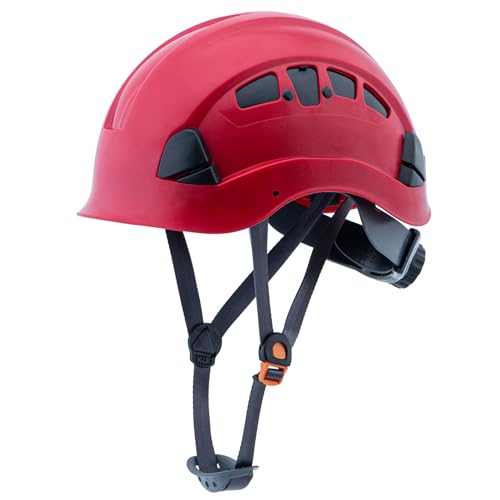 LOHASWORK Hard Hat, OSHA Approved Hardhats, Cascos De Construccion, Vented Safety Helmet, 6-Point Suspension Adjustable Forestry Aborist Work Helmets for Men Women(Red)