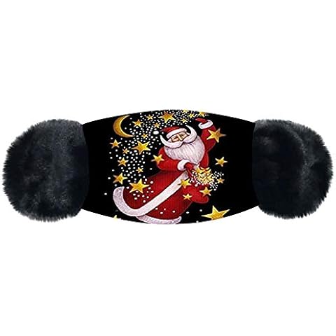 Lovogue Winter Warm Face Mouth Cover Earmuffs Christmas Santa Claus Fuzzy Bandanas Face Covering Ear Warmer Windproof Anti Dust for Women Men Girls (Style B) Cover