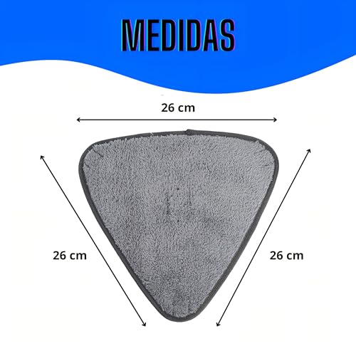 Kit com 3 Panos Refil de Microfibra Para Mop Esfregão de Limpeza 360 Triangular Giratório cinza