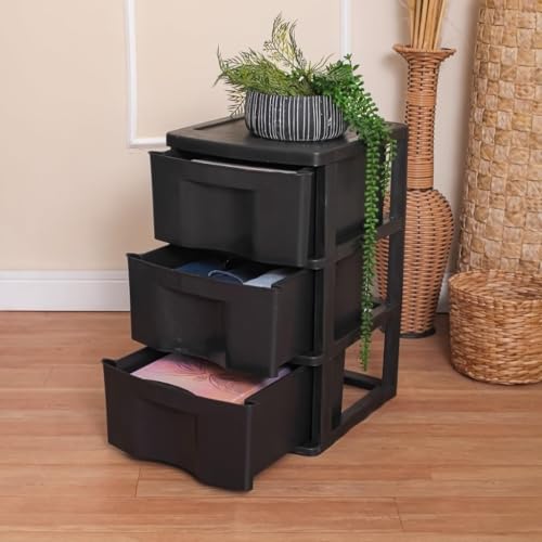 Gaveteiro De Chão 3 Gavetas Organizador Multiuso Preto