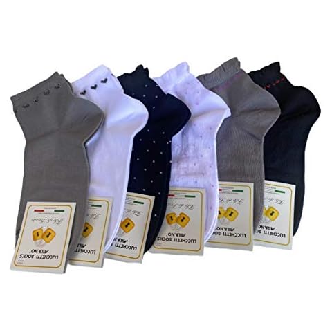 Calcetines cortos de mujer Lucchetti Socks Milano de algodón mercerizado con diseño de lunares y rayas Cover