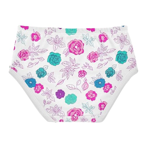 Colorful Roses Floral Girl Underwear, Toddler Girl Panties, Cotton Underwear for Girls, 2–8 Years2