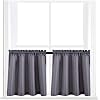 Valea Home Waterproof Kitchen Curtains Set for Bathroom Window 60x16 Valance + 36x24 Tiers