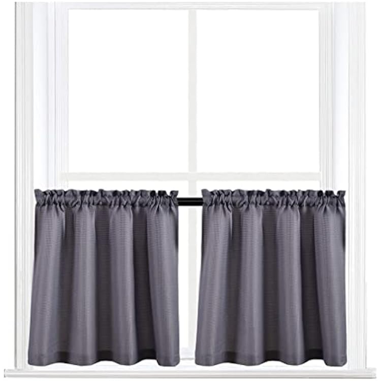 Valea Home Waterproof Kitchen Curtains Set for Bathroom Window 60x16 Valance + 36x24 Tiers