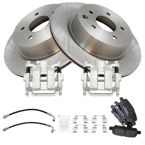Image of TRQ Rear Brake Pad and Rotor Set Ceramic Calipers Compatible with 2005-2007 Infiniti G35 2007-2008 Nissan 350Z