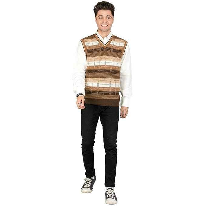 Muskan Knitwear Men's Half V-Neck Sweater-picture-34