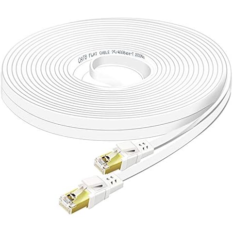 Cat 8 Ethernet Cable 10 m High Speed - Ercielook Flat Network Cable Gigabit LAN Cable - 40 Gbps Cat8 S/FTP PIMF Shielding Patch Cable with RJ45 Connector - Compatible with Switch Router Cover