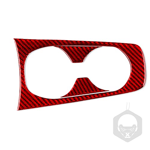 Image of NVCNX Genuine Premium Carbon Fiber Center Console Gear Panel Water Cup Holder Cover Car Interior Dash Trim Accessories for Chevrolet Camaro 2010 2011 2012 2013 2014 2015 3PCS Red