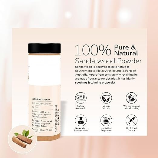 Sandalwood Powder, Chandan Powder All Skin Type for Men and Women -100 gm (3.5oz)