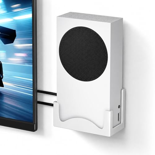 Image of Josmimic Wall Mount for Xbox Series S - Metal Console Holder with Ventilated Base and Anti-Scratch Pads - Space-Saving Wall Bracket for Xbox S with Easy Installation and Heat Dissipation Design