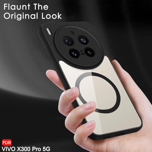 Image of TheGiftKart Hybrid Shockproof Back Cover Case for Vivo X300 Pro 5G Compatible with MagSafe | Camera Protection Module | Hard Cover for Vivo X300 Pro 5G (PC & TPU, Transparent Clear Back, Black Sides)