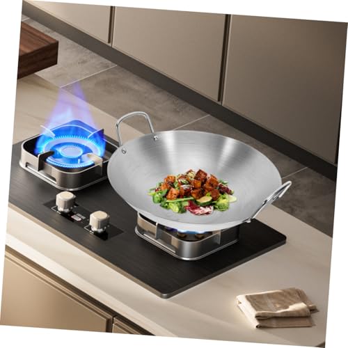 Wok de acero inoxidable con mango redondo para cocina miniatura 6