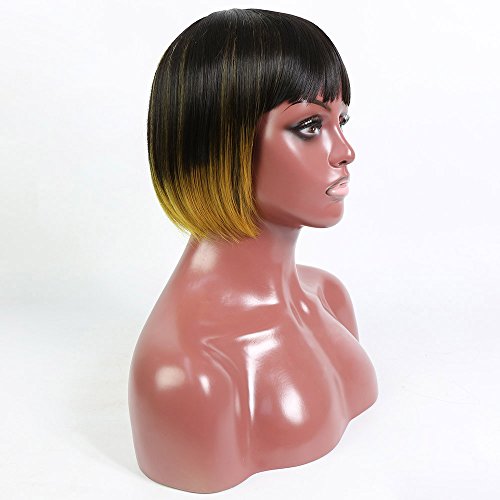 LAVYHAIR Short Straight Wigs Synthetic Short Bob Wig with Bangs Colorful Cosplay Wig Natural As Real Hair