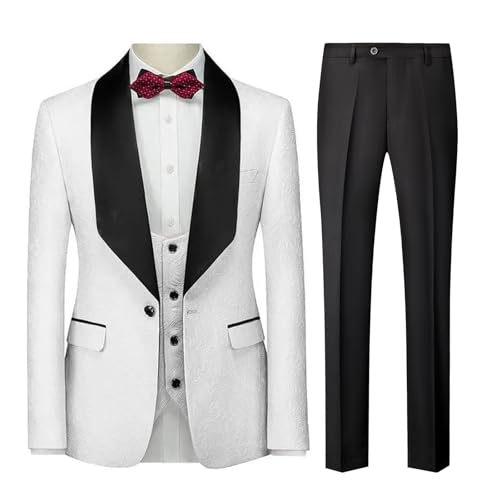 Mens Tuxedo Suit Set 3 Pieces Floral Paisley Blazer Jacket Vest Pants Set for Wedding Prom Cocktail