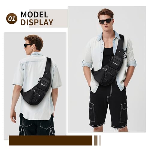 Sling Bag Small Chest Bags One Strap Shoulder Backpack Lightweight Anti Theft Casual Daypack for Men Women2