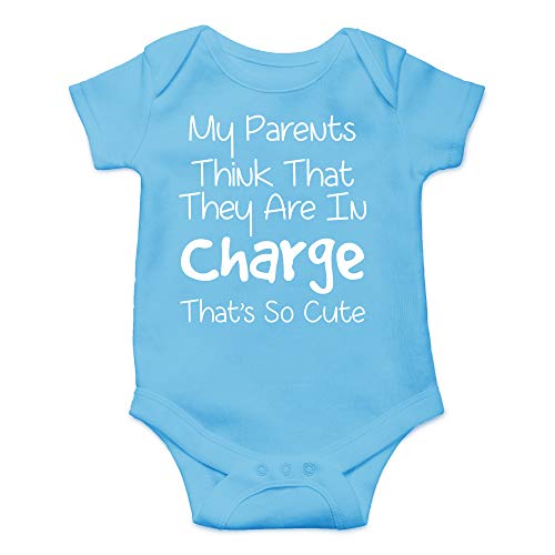 Image of CBTwear My Parents Think That They Are in Charge Baby Bodysuit Funny Infant Outfit Unisex Humor Romper