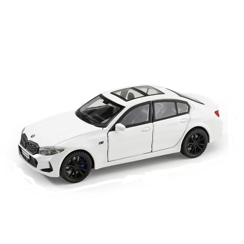 Model Car Exclusive Alloy Metal Pull Back Die-cast Car Metal Pullback Toy car with Openable Doors & Light Music Best Gifts Toys Kids (1:32 Scale B-M-W 320i - White)