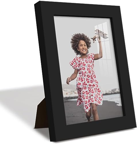 Image of 6X4 inch black Picture Frame Made of Syenthetic Wood High Definition plexi Glass for Table Top Display and Wall Mounting Photo Frame-code-Black09