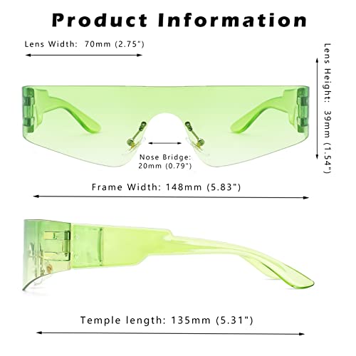 Image of COASION Wrap Around Sunglasses for Women Men Trendy Rimless Futuristic Shades Y2k Shield Flat Top Fashion Eyeglasses