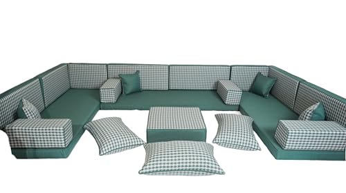arabicsofa Middle Eastern Moroccan Majlis Seating – U Shaped Arabic Floor Cushion for Living Room – Sectional Sofa Set