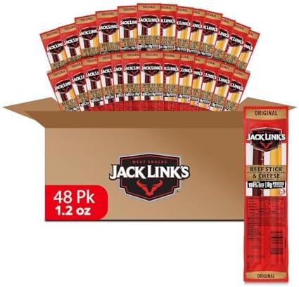 Jack Link's Original Beef & Cheese Combo Bulk Pack – 100% Beef Stick and Cheese Stick Made with Real Wisconsin Cheese - 8g Protein and 140 Calories per serving,1.2 oz. (Pack of 48)
