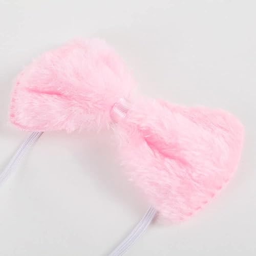 Miniatura 5 de MOFEINI Juego de 3 piezas de disfraz de conejo de conejo, diadema de orejas de conejo, kit de cola de moño para Halloween, fiesta de disfraces,