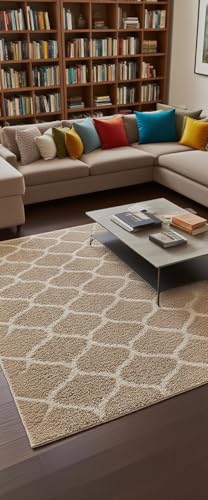 Image of Carpet for Hallway, Kitchen, and Modern InteriorsCarpetCozy Shag Runner for Living Room, Bedroom & Office Decor ETC Size 6x9 feet, Patten-Solid Beige M